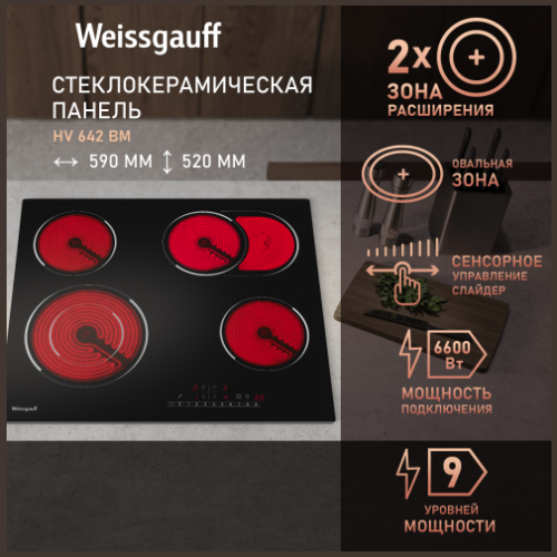 Встраиваемая электрическая панель Weissgauff HV 642 BM (q)