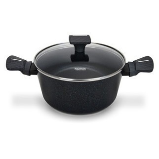 Кастрюля FISSMAN FERRO 24x11,5см / 4,43л со стеклянной крышкой (алюминий) (h)