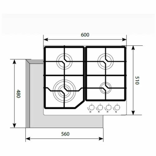 Встраиваемая газовая панель LEX GVG 640-1 WH (q)