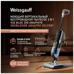 Вертикальный пылесос с влажной уборкой Weissgauff V22 BLDC 250 Graphite DoubleSide AquaPro SelfDry (q)
