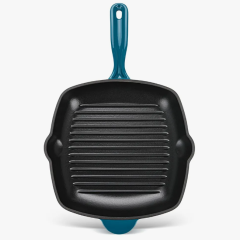 Сковорода-гриль FISSMAN 27x5см квадратная с вспомогательной ручкой (эмалированный чугун) (h)