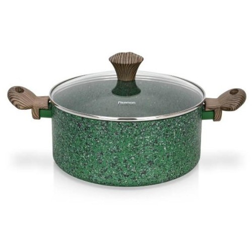 Кастрюля FISSMAN MALACHITE 24x10,9см / 4,7л со стеклянной крышкой (алюминий) (h)
