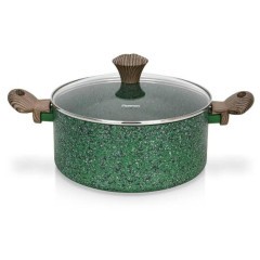 Кастрюля FISSMAN MALACHITE 24x10,9см / 4,7л со стеклянной крышкой (алюминий) (h)