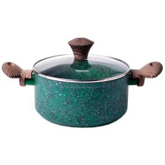 Кастрюля FISSMAN MALACHITE 20x9,8см / 2,7л со стеклянной крышкой (алюминий) (h)