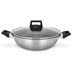 Вок FISSMAN STEEL PRO 28x8,5см / 3,54л с антипригарным покрытием (нерж.сталь) (h)