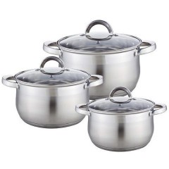Набор посуды FISSMAN IRON ELEGANCE  6 пр. со стеклянными крышками (нерж. сталь) (h)