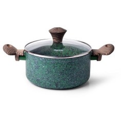 Кастрюля FISSMAN MALACHITE 24x10,9см / 4,7л со стеклянной крышкой (алюминий) (h)