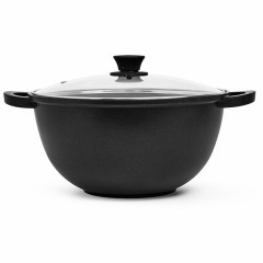 Казан FISSMAN COOK PRO 28x15,5 см / 6л  со стеклянной крышкой (алюминий) (h)